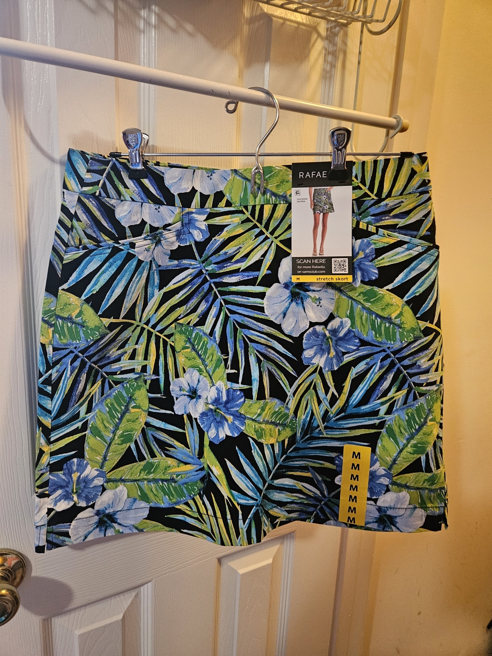 Rafaella Black Mini Skirt with Blue & Green Tropical Print